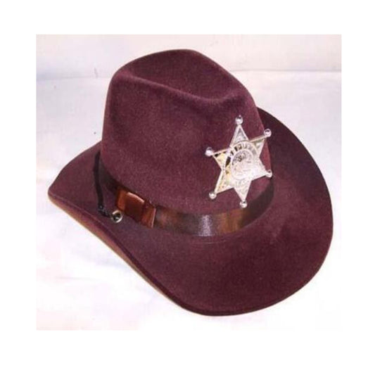 Brown Felt Sheriff Cowboy Hat with Badge - Set of 3 Velvet Hats