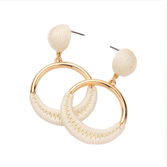 Covered Circle Dangle Earrings- {Sold By 4 Pcs= $36.99}