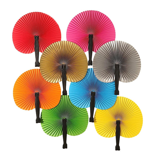 Round Folding Handheld Paper Fans In Bulk- Assorted