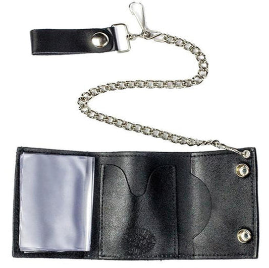 Scorpion Trifold Leather Wallets with Chain - Set of 3