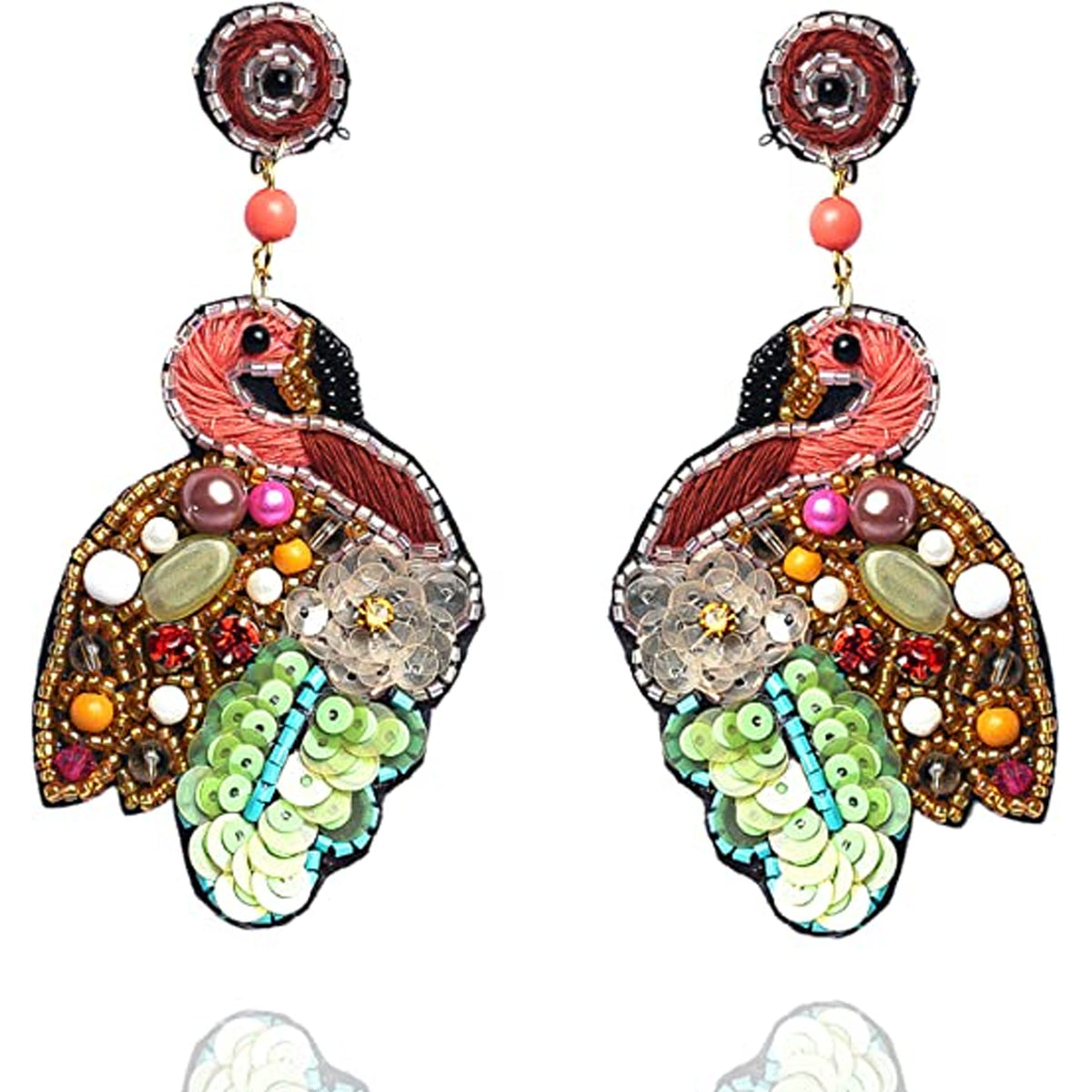 Tropical Bird Sequin Flamingo Earrings For Women's For All Occasions