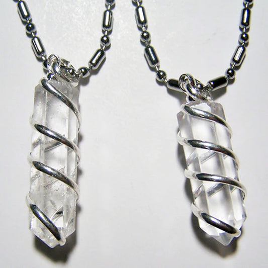 Stylish New Quartz Crystal Coil Wrapped Stone Necklace (Sold by Piece/Dozen)