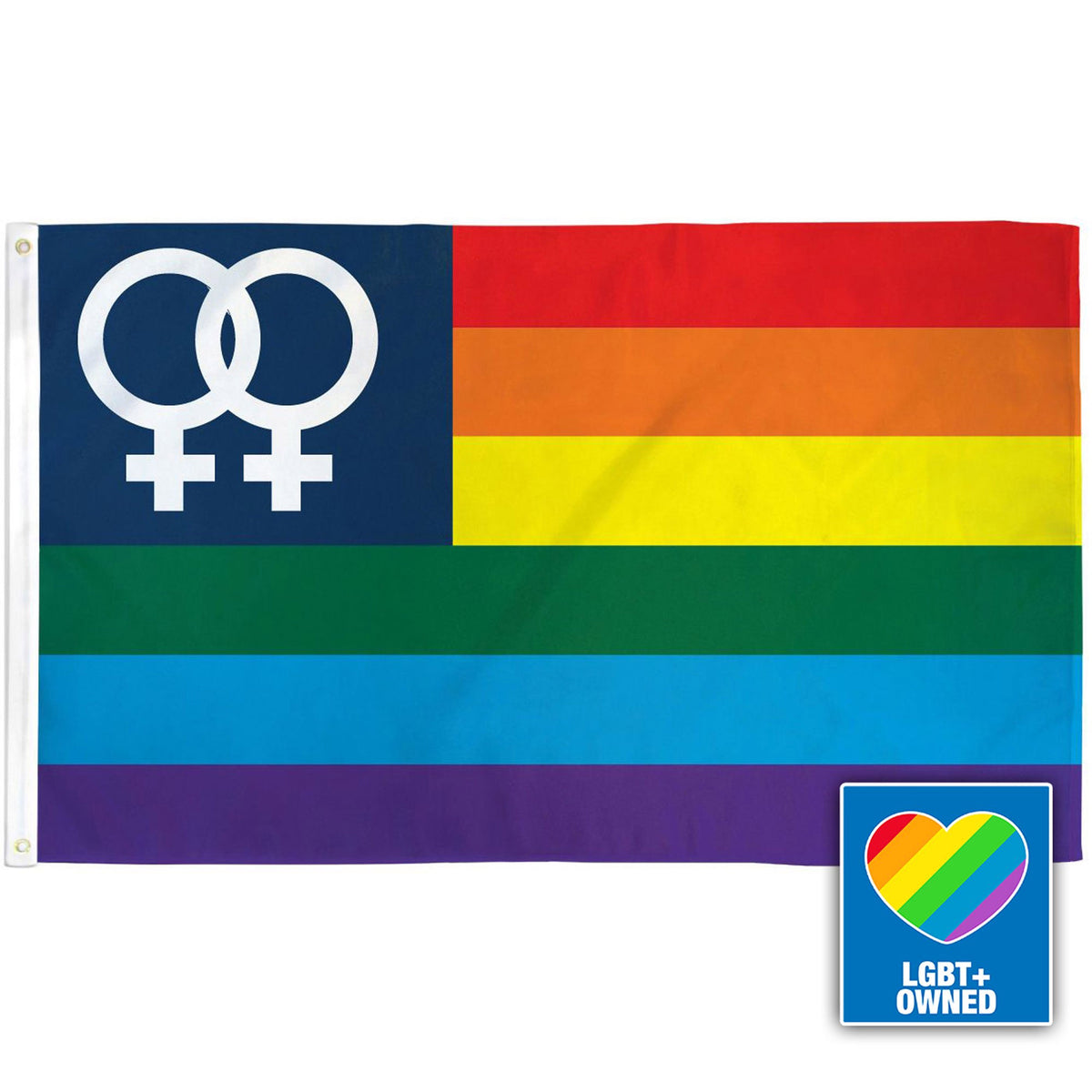 Women's SM Symbols Rainbow 3' x 5' Flag - Celebrate Diversity and Unity