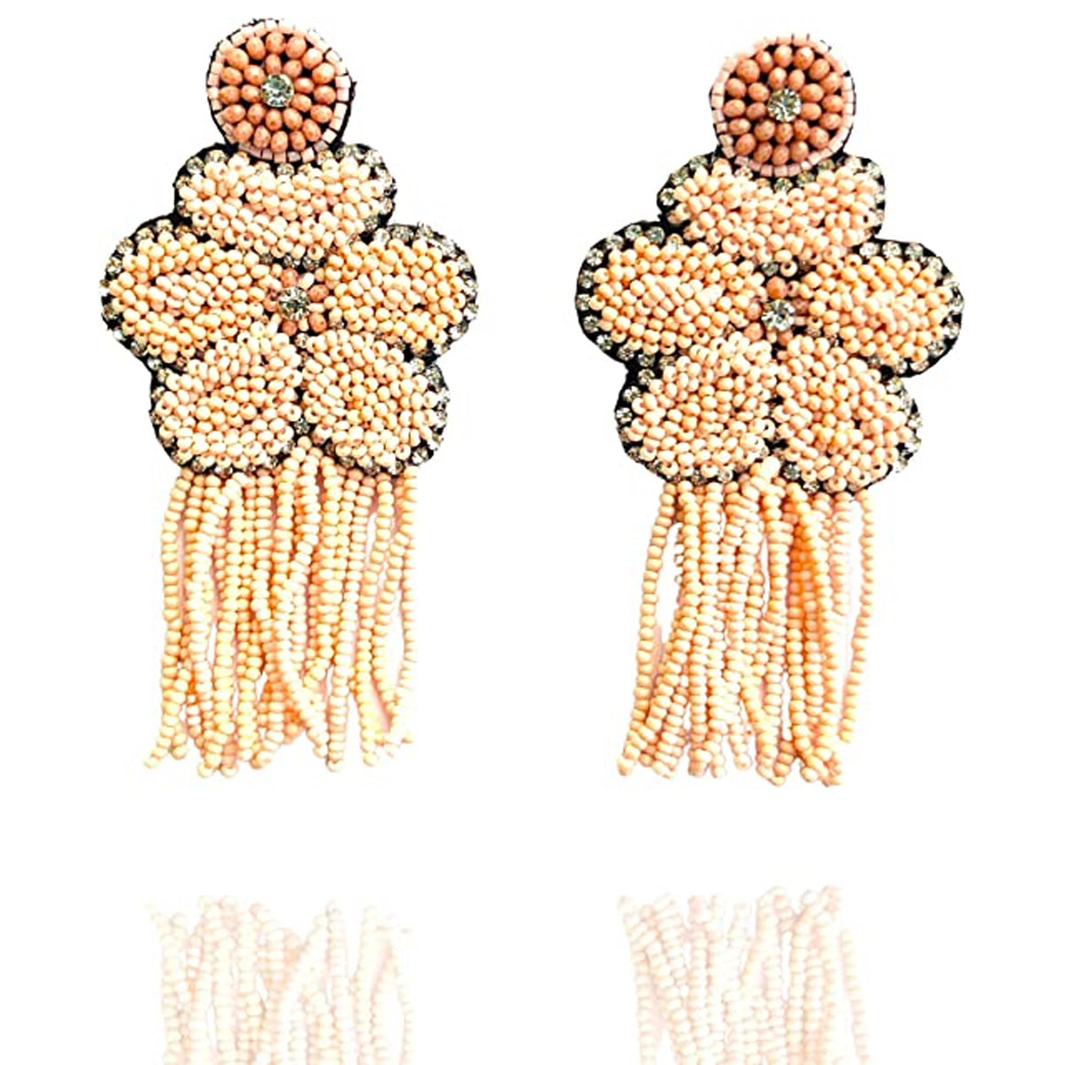Unique Seed Beaded Earrings With Flower Design For Women's Of  All Occasion