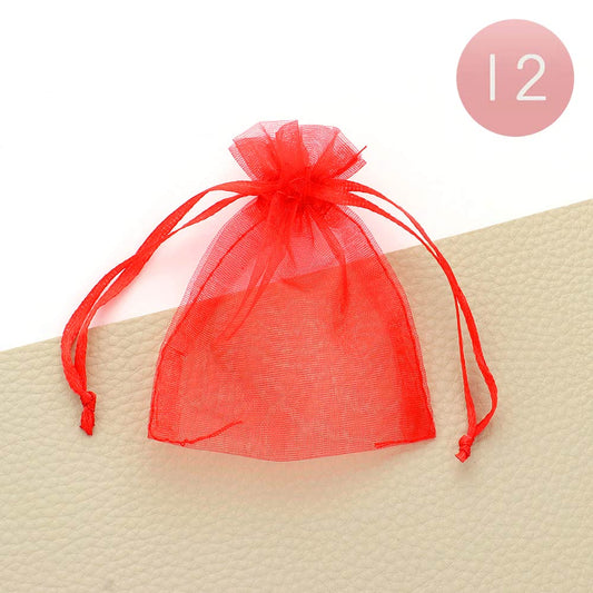 Ribboned Organza Red Color Gift Bags (Sold by DZ=$23.88)
