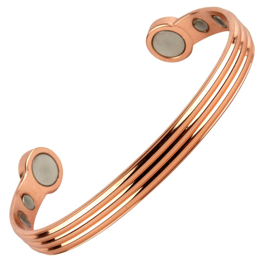 Textured Copper Cuff Bracelet with Magnets - Style and Wellness Combined