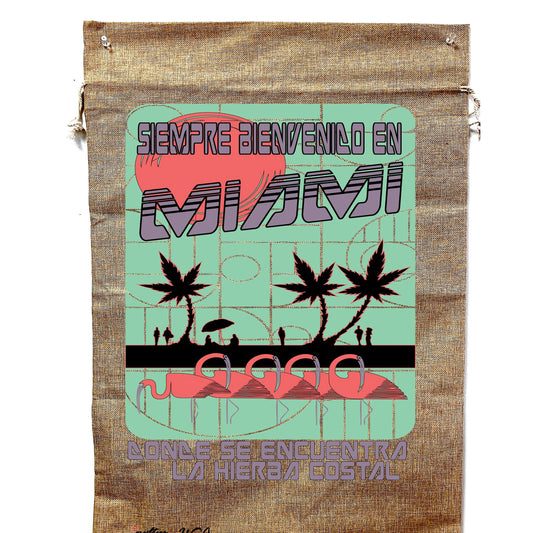 Miami Marijuana Burlap Bag - (Set of 3)