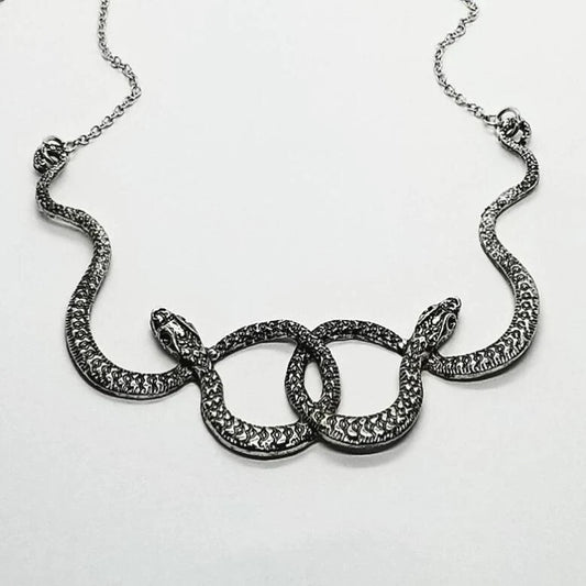 Wholesale Double Snake Necklace Silver Color Pendant with Chain | Sold by Piece