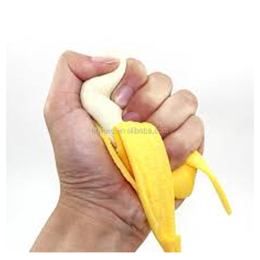 Wholesale Realistic Squeeze Pressure Release Rubber Stretchy Banana (sold by the piece or dozen)