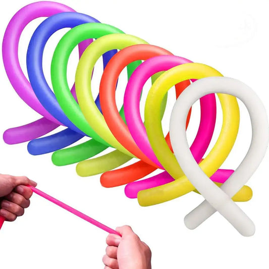 Soft Rubber Noodle Elastic Rope Toys - Stretchy String Fidget Relief for Stress and Decompression