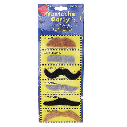Wholesale Assorted Color Costume Fake Moustache | Self-Adhesive and Easy to Paste & Remove | Long Retention (Sold by the CARD F 6 )