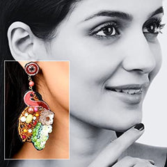 Tropical Bird Sequin Flamingo Earrings For Women's For All Occasions