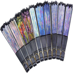 Wholesale Rainbow Design 9" Glitter Lace Cloth Hand Fans - Assorted (Sold by DZ)