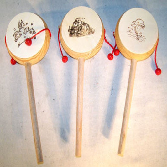 Handcrafted Wooden Drums Toys - Assorted
