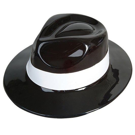 Plastic Black Gangster Hat In Bulk