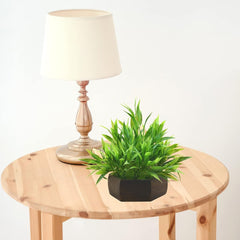 artificial bamboo leaves plant  with wood hexagon pot