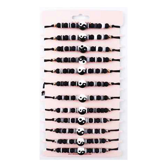 Yin Yang Accented Adjustable Bracelets (Sold by DZ=$23.88)