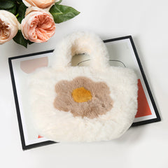 Flower Pointed Faux Fur Mini Tote Bag For Women (pack of 6=$72.00)
