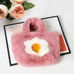Flower Pointed Faux Fur Mini Tote Bag For Women (pack of 6=$72.00)