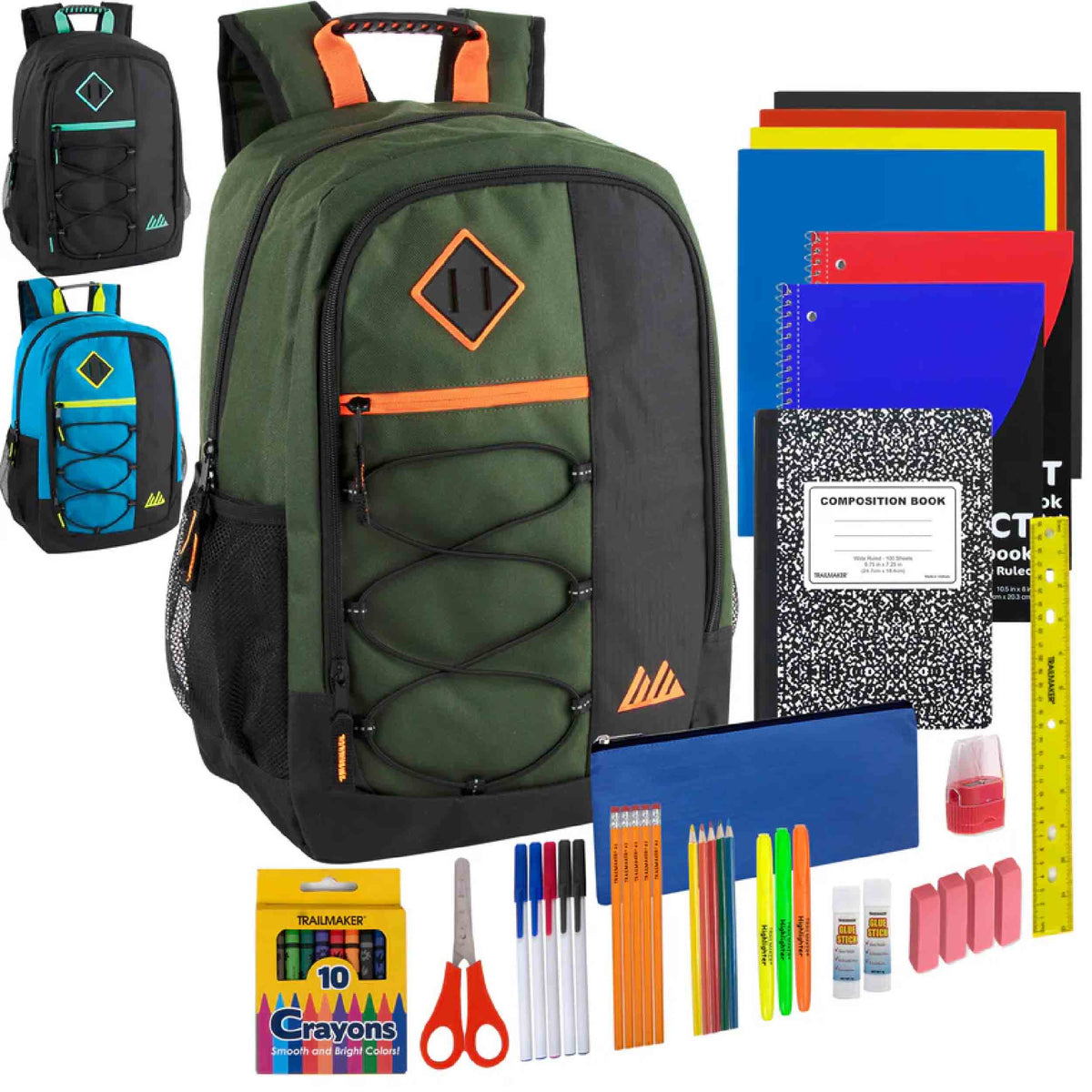 Bungee Backpack with School Supply Kit for Girls & Boys