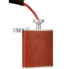 Wholesale New Brown Leather Flask Set with 4 Shot Glasses (Sold  By Piece)