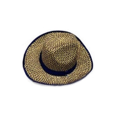 Wholesale Brown Zig Zag Assorted Cowboy Straw Hats With Chin Strap (Sold by DZ)