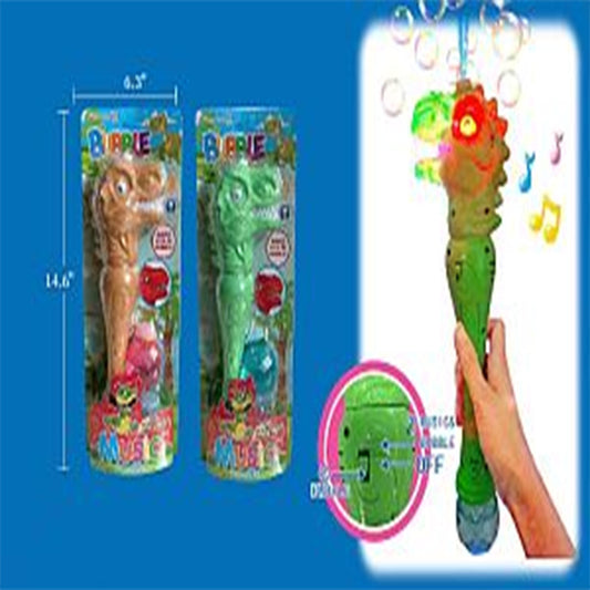 Bubble Gun - Lights & Sound Dino Bubble Gun Bubble Solution & Batteries Included Packaged for Retail