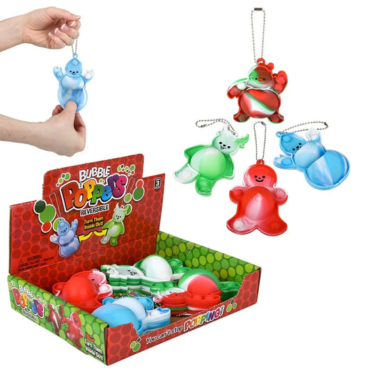 Best Buy 3.5'' Christmas Bubble Popper Reversible Bag pack Keychain - Assorted