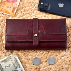 Women's Leather Handmade Wallet For Currency & Card Holder with Zipper pocket