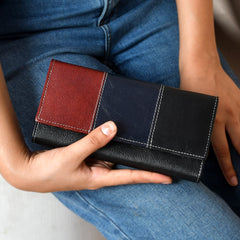 Handmade Leather Women's Wallet For Card Holder Currency & with Zipper pocket