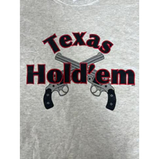 Wholesale New Stylish Texas Hold'em Grey Short Sleeve T-Shirt - Size Large (Sold By Piece)