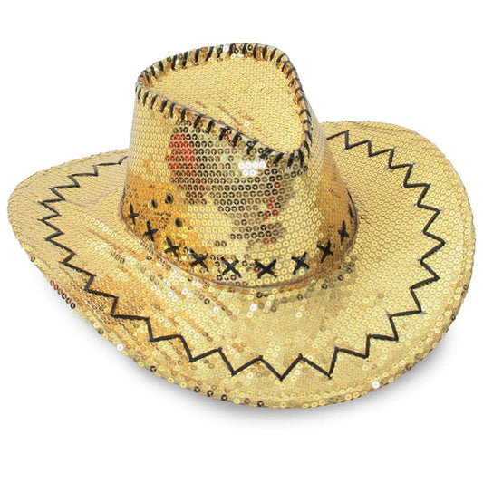 Wholesale New Stylish Gold Star Sequin Cowboy Hat for Women's (Sold By Piece)