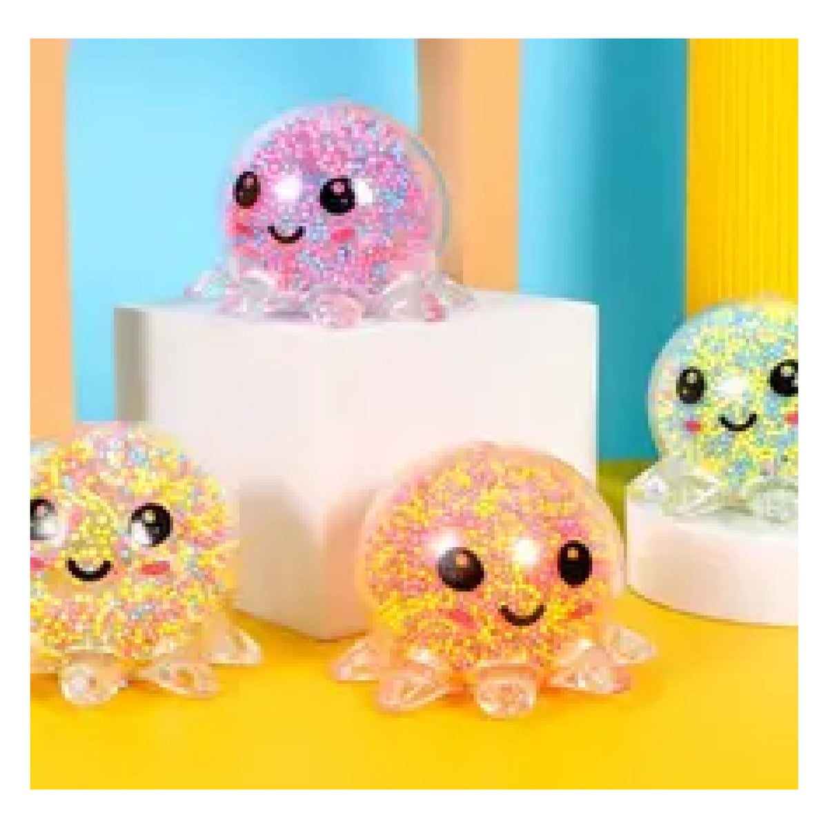 Happy Octopus Design Light Up Jelly Bead Assorted Stress Toy (Sold by DZ)