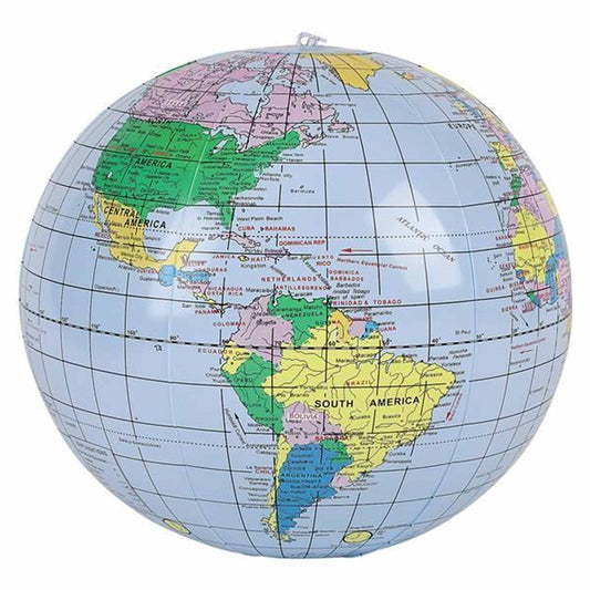 16" Globe Inflate The Fun and Educational Beach Ball That Will Teach You About the World (Sold In Dozen)