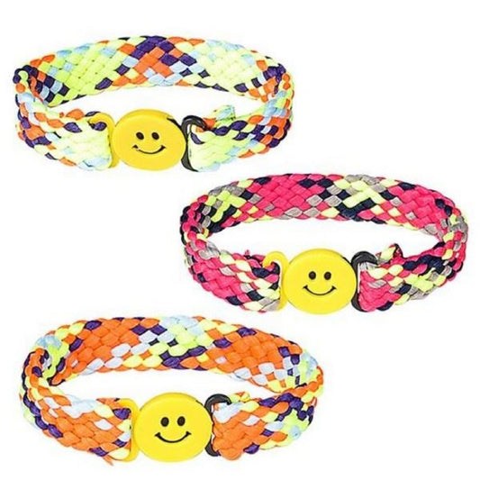Woven Smile Face Braided Bracelet kids toys In Bulk- Assorted