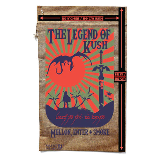Legend of Kush Marijuana Burlap Bag - Vintage Cannabis Storage (Sold By Piece)