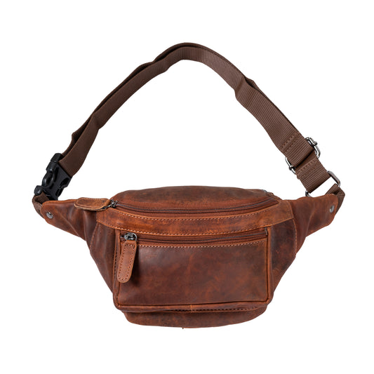 Unisex Genuine Leather Waist, Shoulder & Messenger Crossbody Belt Bag For Outdoor Travelling