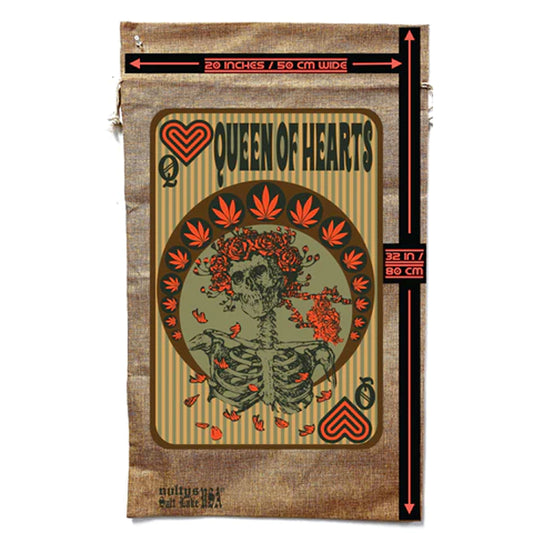 New Queen of Hearts Marijuana Burlap Bag - Stylish Cannabis Storage (Sold By Piece)