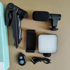 Microphone Shooting Vlogging Kit With LED Light & Phone Holder