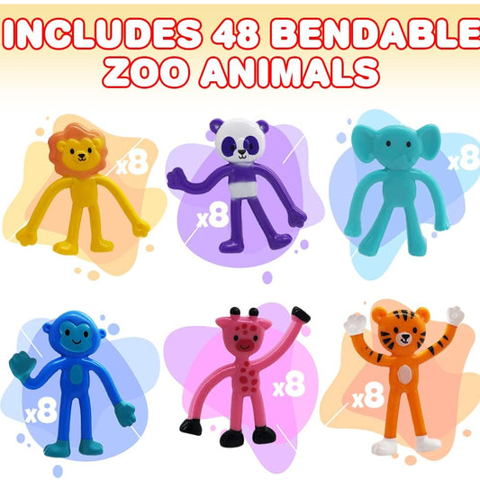 Mini  Bendable Zoo Animals kids Toys In Bulk- Assorted