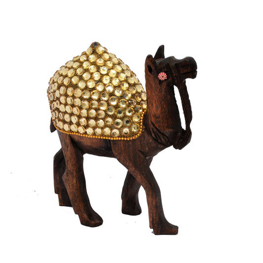 Wholesale Decorative Wooden Camel with Stone Embellishments (MOQ-10)