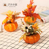 Halloween Decoration Pumpkin Maple Leaf Table Ornaments Harvest Festival Autumn Color Decoration Props Cross-Border Pumpkin Home Decoration