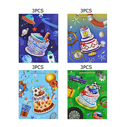 Birthday Cake Printed Gift Bags (Sold By Dozen=$23.88)