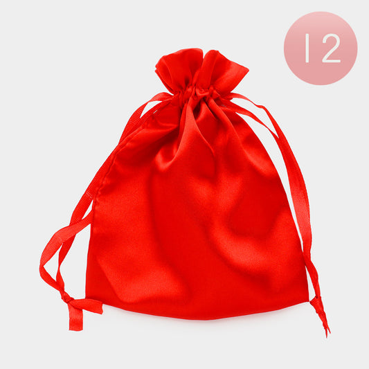 Ribboned Satin Organza Gift Bags red colour (Sold by DZ=$17.88)