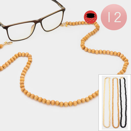 Wood Mask Chains / Glasses Chains (Sold By Dozen=$23.88)