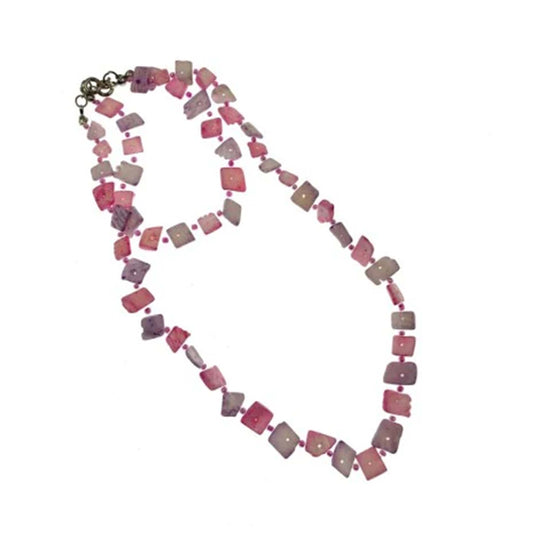 Purple and Pink Real Shell Bracelet and Necklace Set - 16" Necklace, Adjustable Bracelet