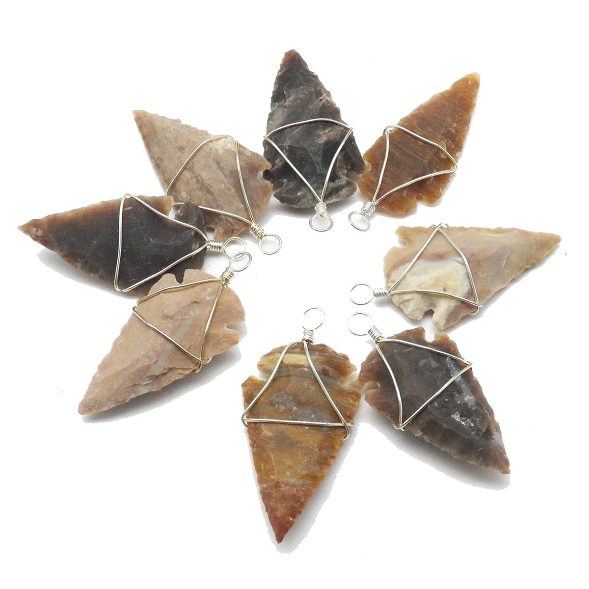 Wholesale Stone Arrowhead Pendants Jewelry - Small 1.5 Inch (Sold By Dozen)