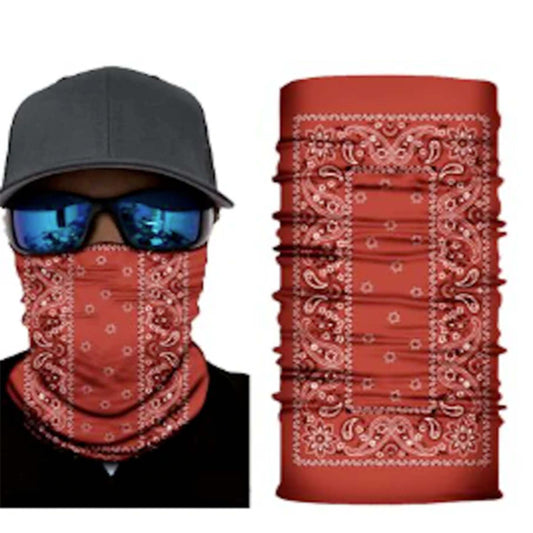 Wholesale Red Paisley Multi-Function Seamless Bandana Wrap ( sold by the piece or 10 PACK)
