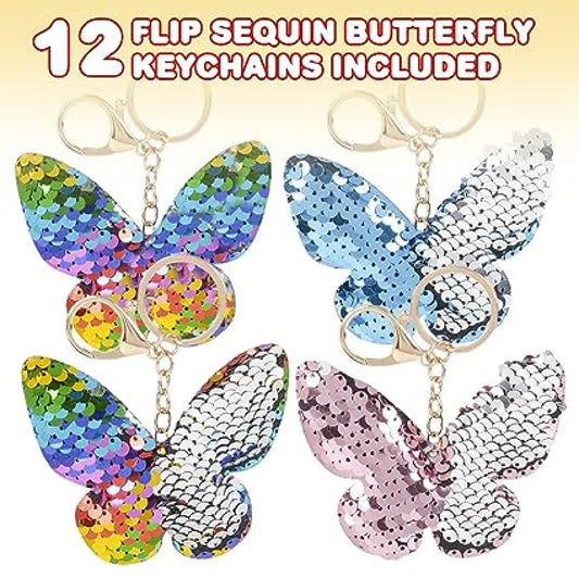 Butterfly  Flip Sequin Keychain In Bulk