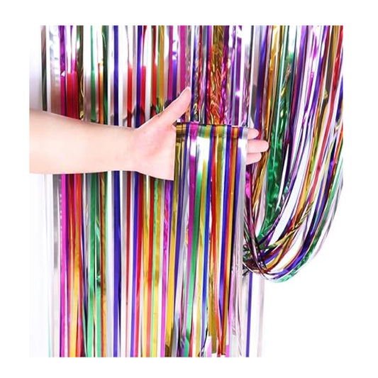 Rainbow Foil Fringe Curtains In Bulk- Assorted